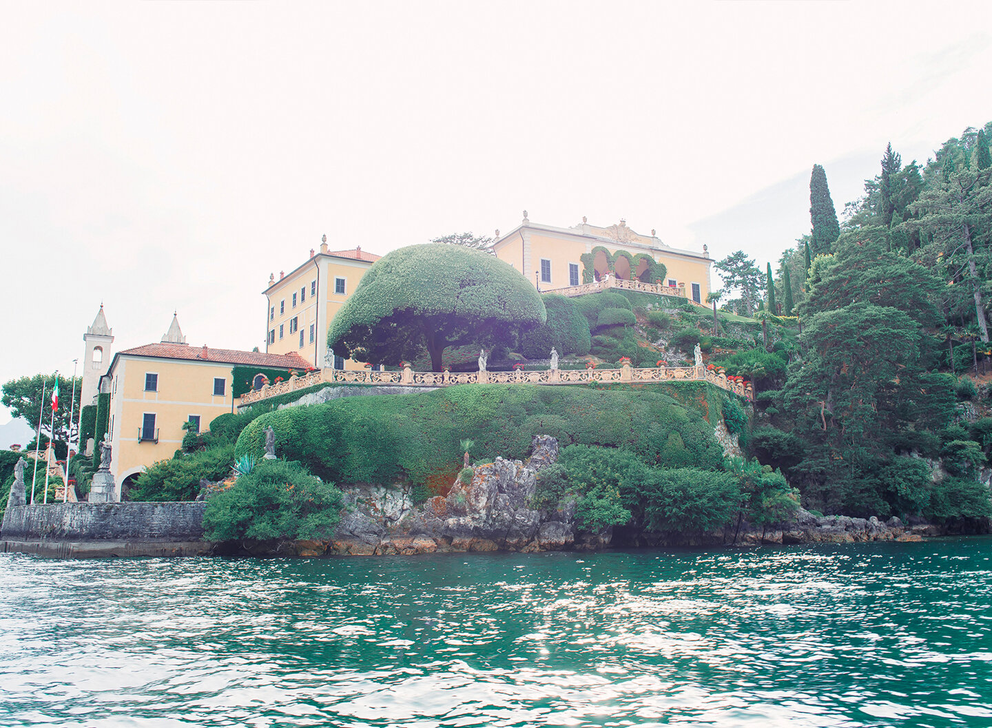 A view of Villa del Balbianello from Lake Como